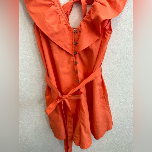 Free People romper, orange/coral color, size medium - Picture 4 of 9